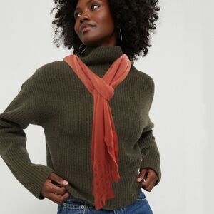 Portolano Italy Cashmere Cable Knit Muffler Scarf Orange